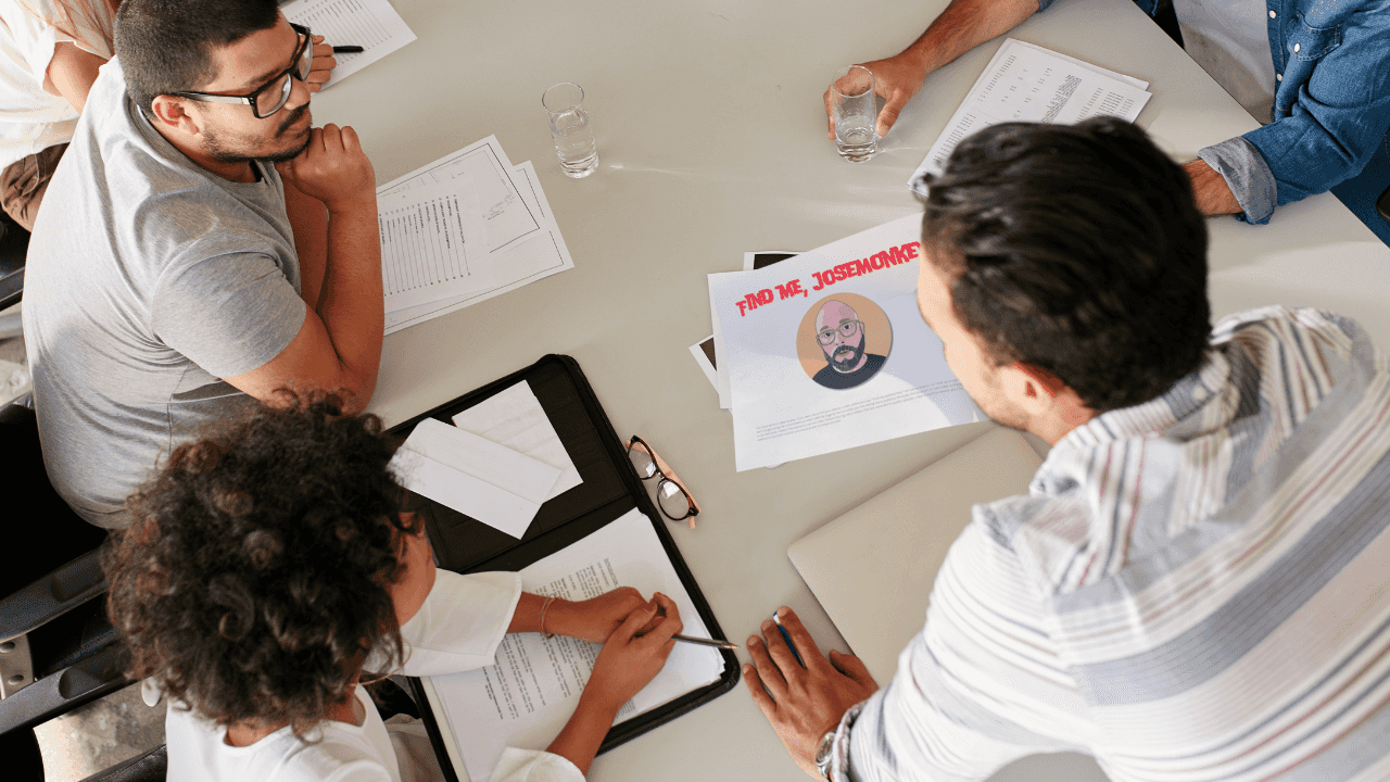 People in a conference room talking about partnering josemonkey