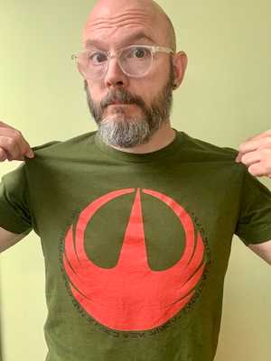 josemonkey wearing a cool t-shirt